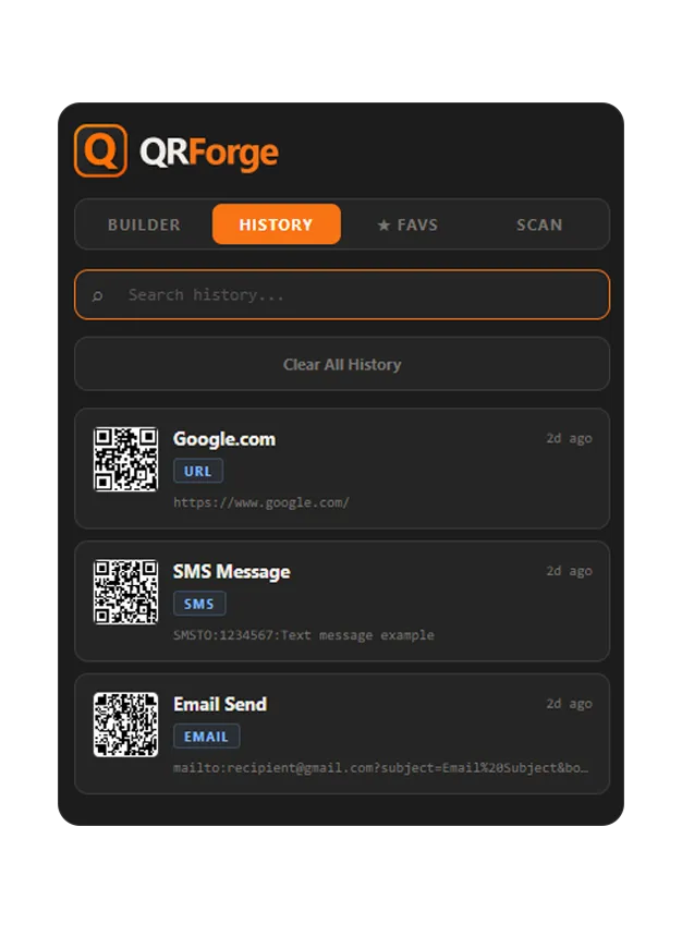 QR Forge Chrome extension creating a branded QR code
